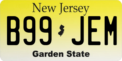 NJ license plate B99JEM