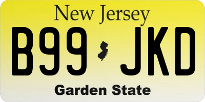 NJ license plate B99JKD