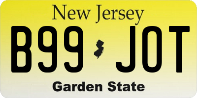 NJ license plate B99JOT