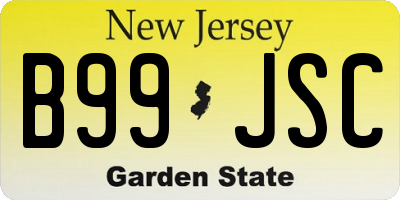 NJ license plate B99JSC