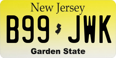 NJ license plate B99JWK