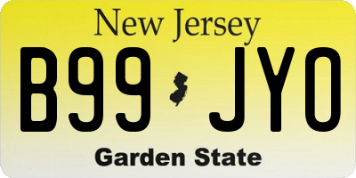 NJ license plate B99JYO