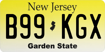 NJ license plate B99KGX