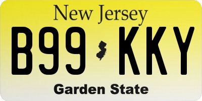 NJ license plate B99KKY