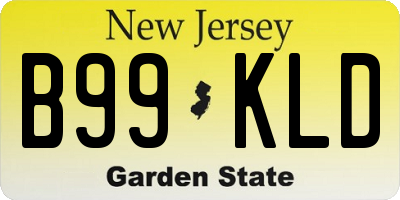 NJ license plate B99KLD