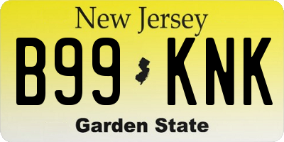 NJ license plate B99KNK