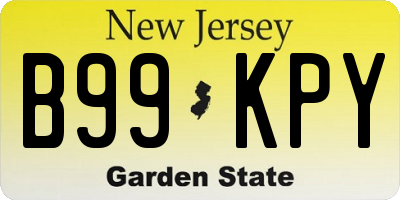 NJ license plate B99KPY