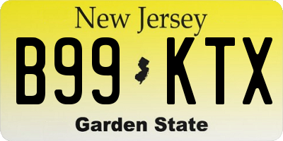NJ license plate B99KTX