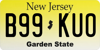 NJ license plate B99KUO