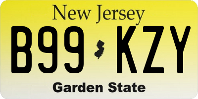 NJ license plate B99KZY