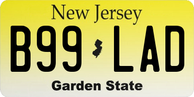 NJ license plate B99LAD