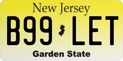 NJ license plate B99LET