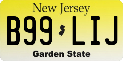 NJ license plate B99LIJ