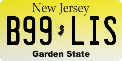 NJ license plate B99LIS