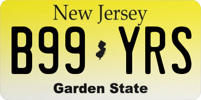 NJ license plate B99YRS