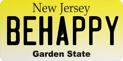 NJ license plate BEHAPPY