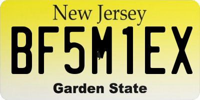 NJ license plate BF5M1EX