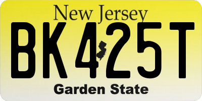 NJ license plate BK425T