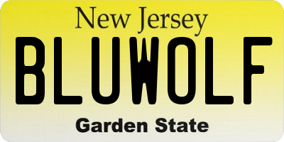 NJ license plate BLUWOLF