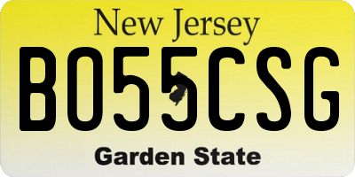 NJ license plate BO55CSG