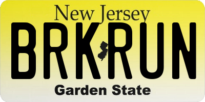 NJ license plate BRKRUN