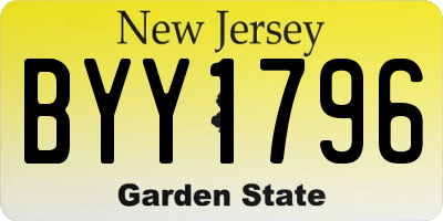 NJ license plate BYY1796