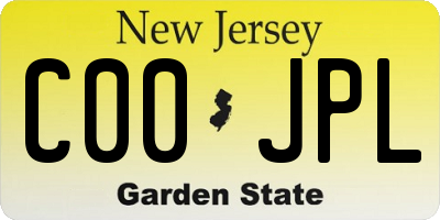 NJ license plate C00JPL
