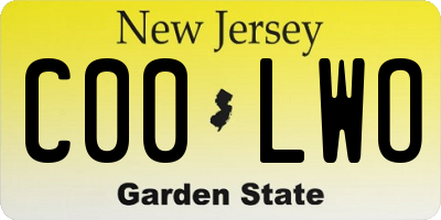NJ license plate C00LWO
