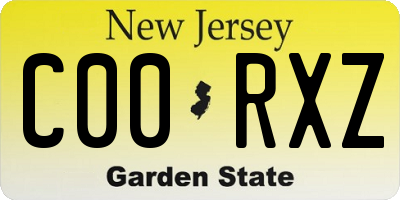 NJ license plate C00RXZ