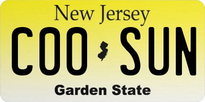 NJ license plate C00SUN