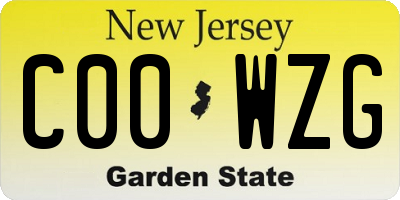 NJ license plate C00WZG