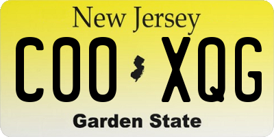 NJ license plate C00XQG