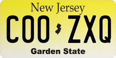 NJ license plate C00ZXQ