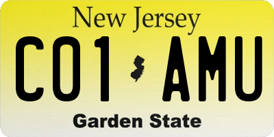 NJ license plate C01AMU