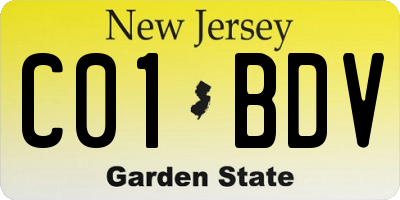 NJ license plate C01BDV
