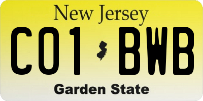 NJ license plate C01BWB