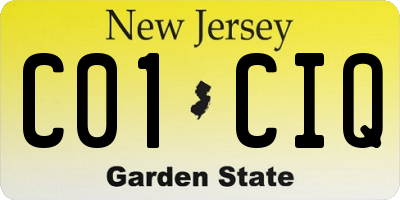 NJ license plate C01CIQ