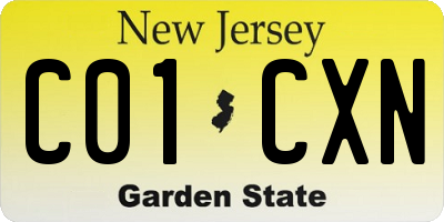NJ license plate C01CXN