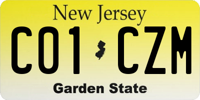 NJ license plate C01CZM