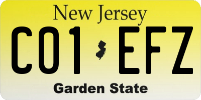 NJ license plate C01EFZ