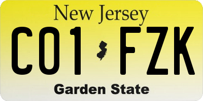 NJ license plate C01FZK