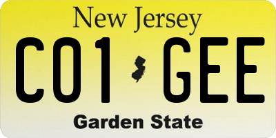 NJ license plate C01GEE