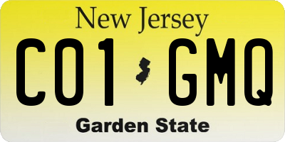 NJ license plate C01GMQ