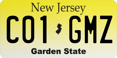 NJ license plate C01GMZ