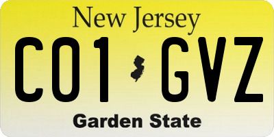 NJ license plate C01GVZ