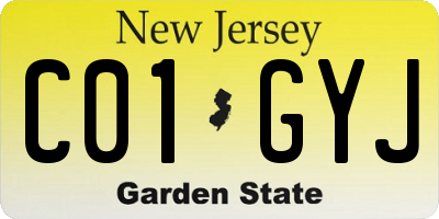 NJ license plate C01GYJ