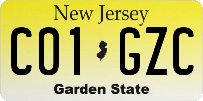 NJ license plate C01GZC