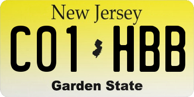 NJ license plate C01HBB