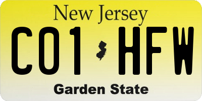 NJ license plate C01HFW