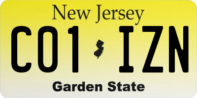 NJ license plate C01IZN